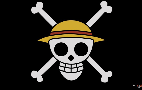 Пиратский символ на черном фоне в аниме Большой куш