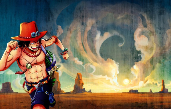 Портгас Д. Эйс бежит по пустыне, аниме