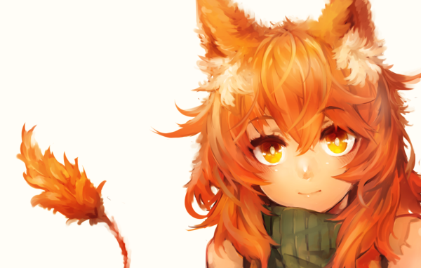 Рыжая девушка кошка из аниме Кэмономими