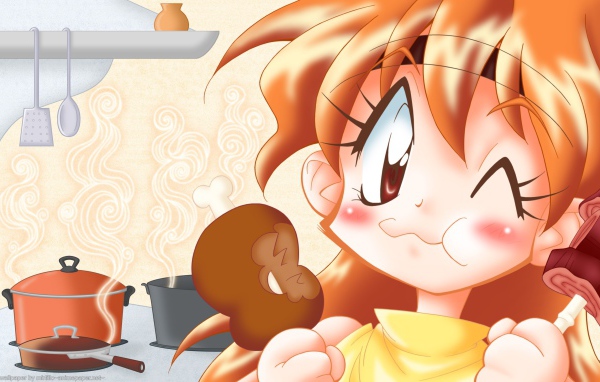 Девушка аниме Рубаки кушает мороженое