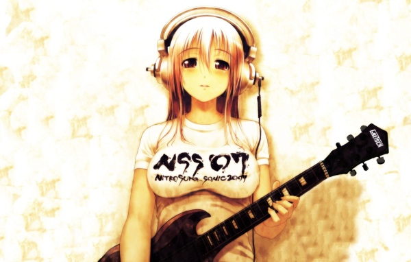 Супер Соника, аниме девушка с гитарой