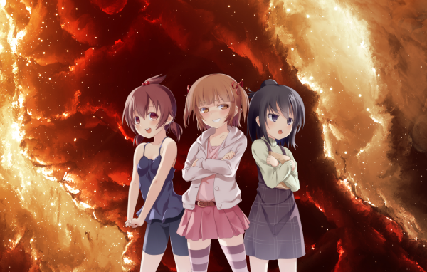 Три девушки из аниме Отвязная троица