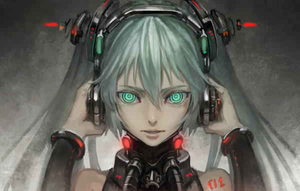 Вокалоид с зелеными глазами