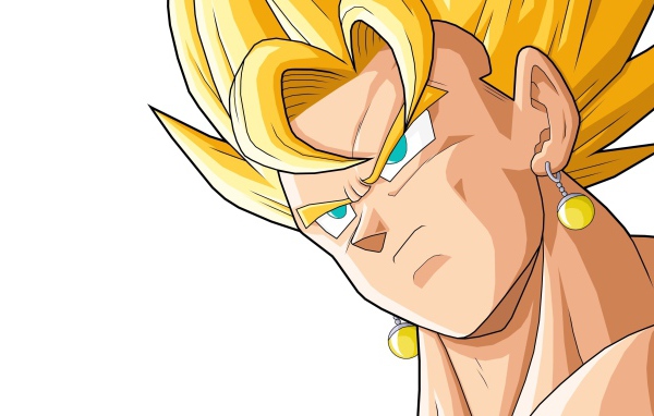 Желтые серьги и волосы у персонажа аниме Dragon Ball