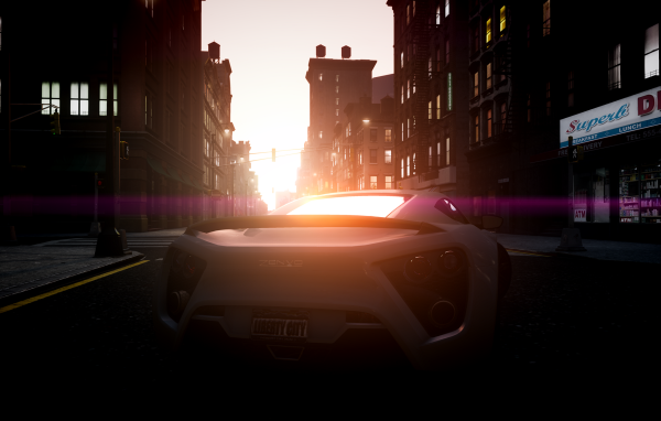 Автомобиль Zenvo ST1 на фоне заката