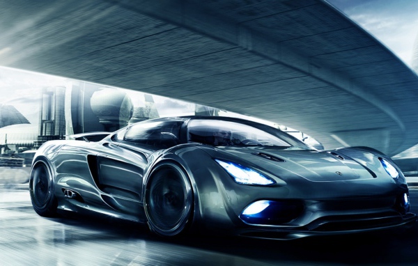 Черный автомобиль будущего Koenigsegg Agera