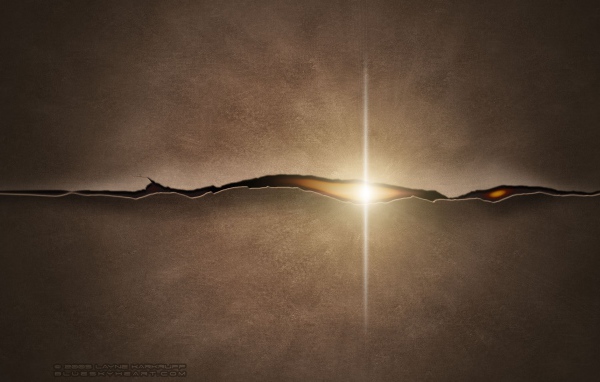 Трещина в ткани, коричневый фон