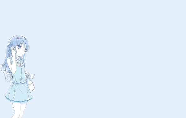 Акеми из аниме Mahou Shoujo Madoka, голубой фон