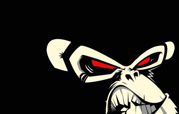 Злая обезьяна, черный фон