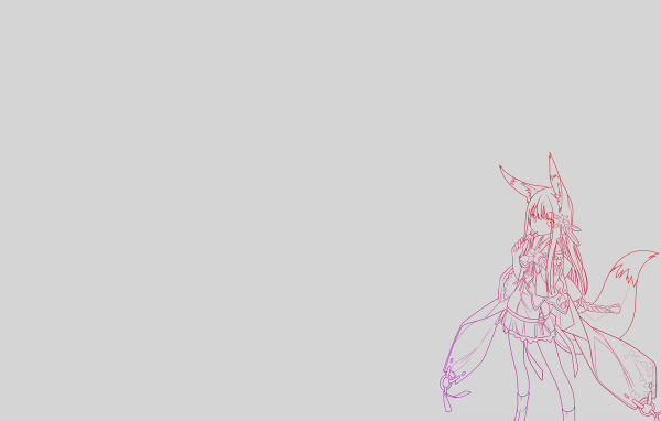 Аниме девушка из красных линий на сером фоне