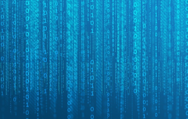 Двоичный код, голубой фон