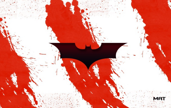 Черная летучая мышь на фоне крови