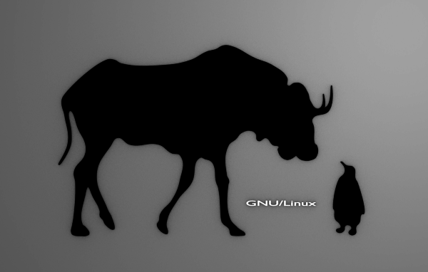 Бык и пингвин, фон Linux GNU