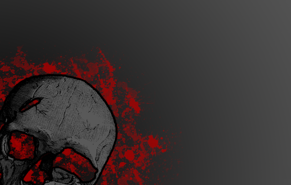 Горящий череп, серый фон