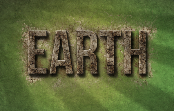 Надпись Земля, зеленый фон