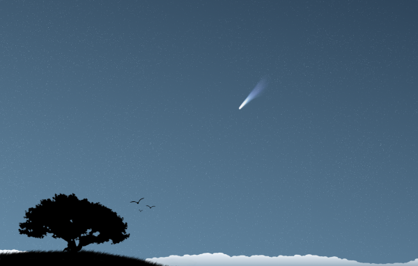 Комета в небе, фон