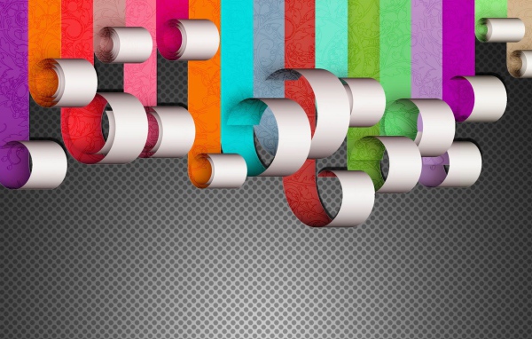 Свернувшиеся ленты на сером фоне