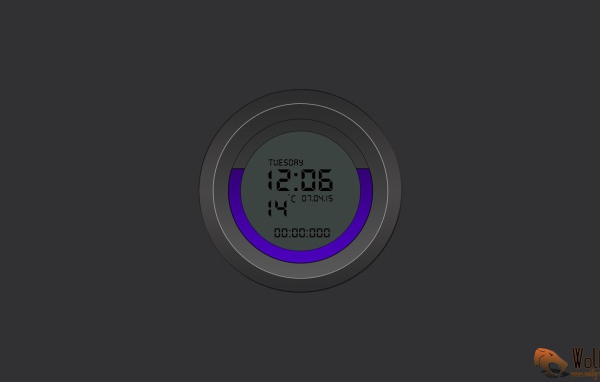 Электронные часы на сером фоне