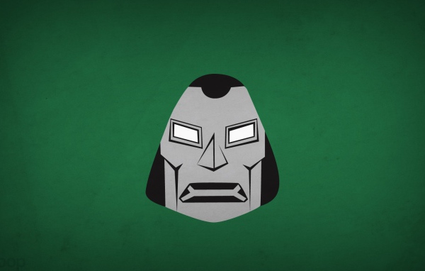 Лицо доктора Дум, зеленый фон