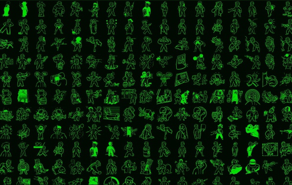 Фигурки персонажей Fallout, черный фон