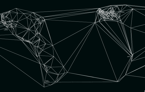 Геометрическая карта мира Nicholas Felton, черный фон