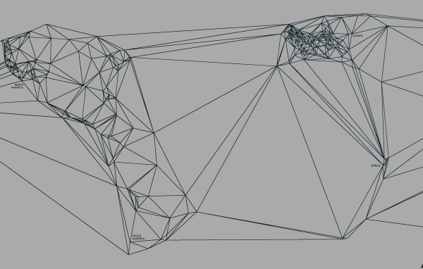 Геометрическая карта мира Nicholas Felton, серый фон
