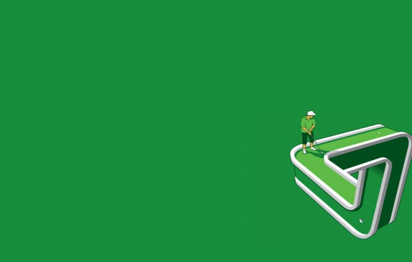 Игра в гольф, зеленый фон