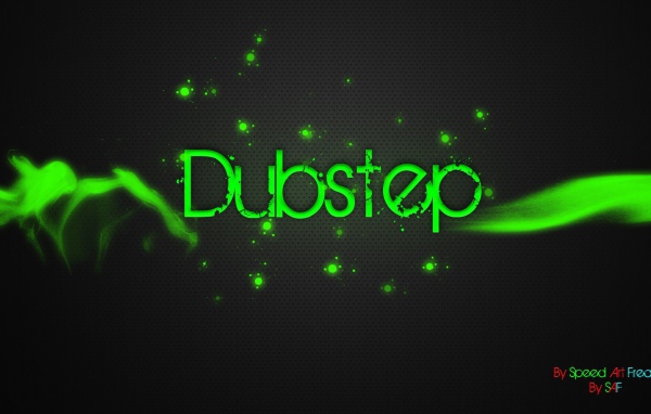 Зеленая надпись Дабстеп, серый фон