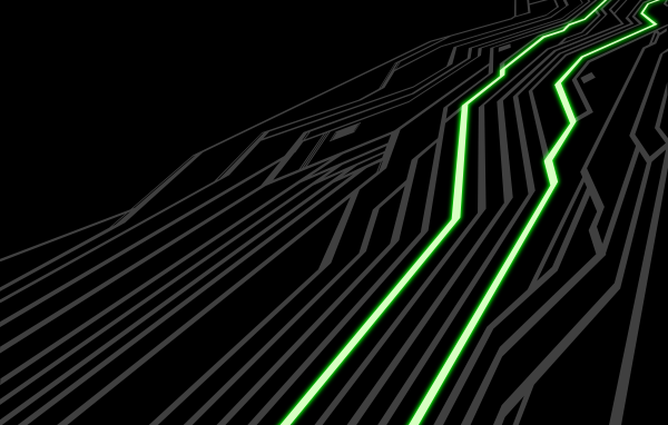 Зеленые линии на черном фоне, аниме Ночь прибытия