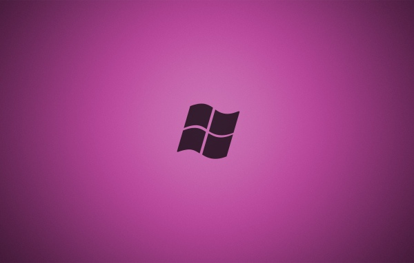 Серый логотип Майкрософт, фиолетовый фон