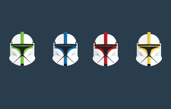 Шлемы командиров клонов, синий фон