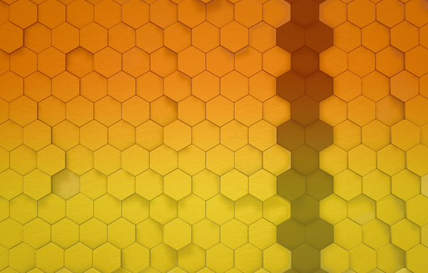 Пчелиные соты, оранжевый фон