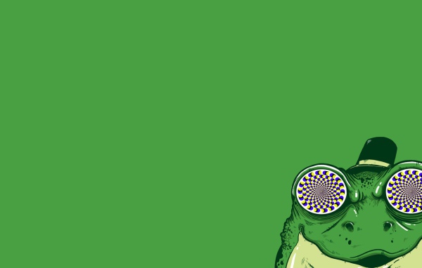 Гипнотическая жаба, зеленый фон
