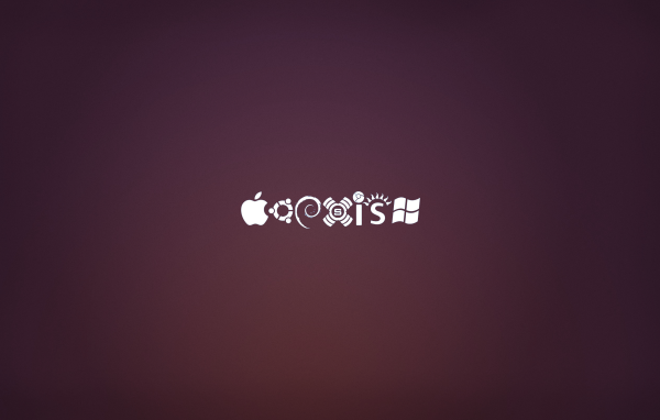 Значки операционных систем на фиолетовом фоне