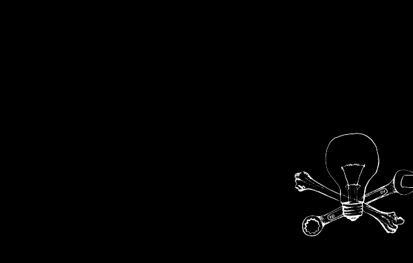 Лампа и инструменты, черный фон