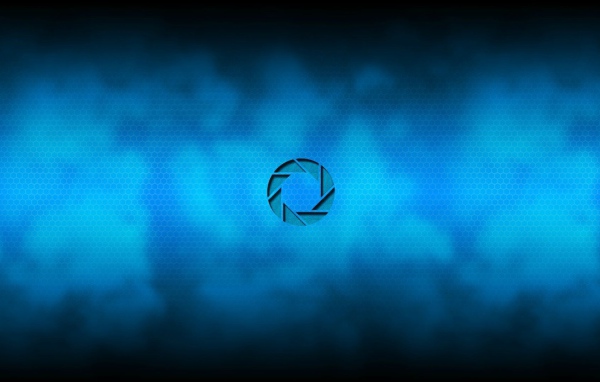 Логотип Aperture Science, синий фон