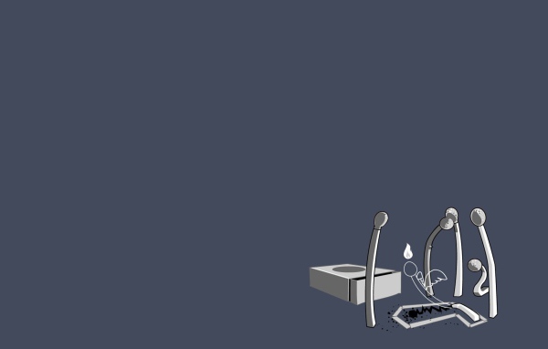 Спички потеряли друга, серый фон