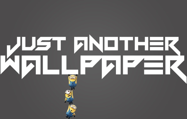 Миньоны поддерживают буквы, серый фон