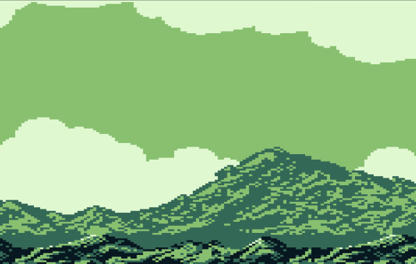 Горный пейзаж, цифровой зеленый фон