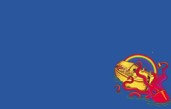 Осьминог и Ноев ковчег, голубой фон
