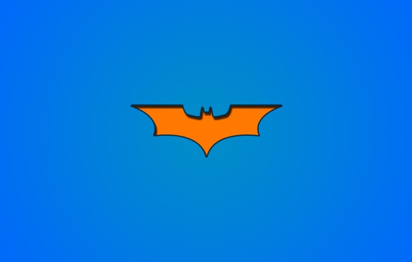 Оранжевый символ Бетмана на голубом фоне