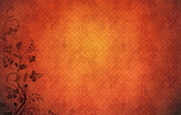 Орнамент из растений на оранжевом фоне