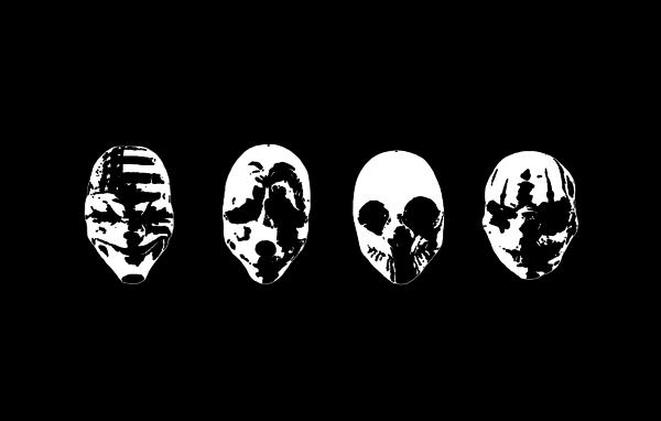 Маски Payday 2, черный фон