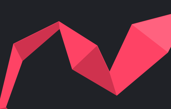 Розовая ломаная лента на сером фоне