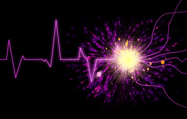 Фиолетовый пульс на черном фоне