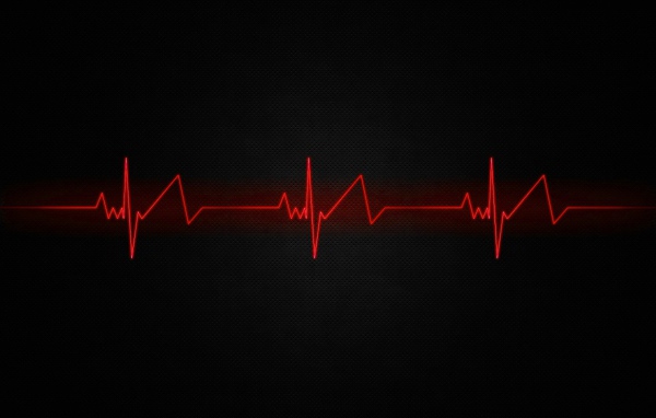 Красная нить пульса на черном фоне