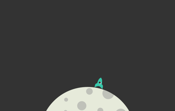 Ракета на Луне, серый фон