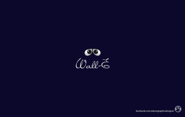 Подпись WALL·E, синий фон