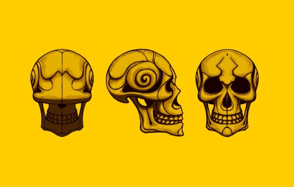 Черепа на желтом фоне