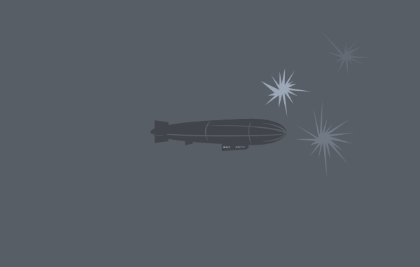 Дирижабль, серый фон